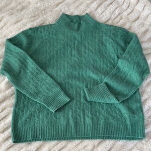 J. Crew Teal Cable Knit Women's Turtleneck Sweater